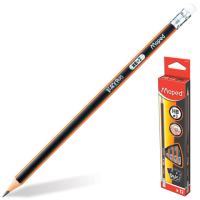 Набор карандашей чернографитных MAPED (Франция), 12 шт., "Black Pep's", HB, трехгранные, с резинкой