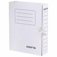 Папка архивная с завязками А4 (325х250 мм), 75 мм, до 700 листов, микрогофрокартон, БЕЛАЯ, STAFF