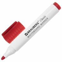 Маркер стираемый для белой доски КРАСНЫЙ, BRAUBERG "CLASSIC", 3 мм, с клипом