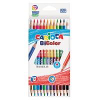 Карандаши двусторонние CARIOCA "Bi-color", 12 штук, 24 цвета, трехгранные, грифель 3 мм, натуральное дерево