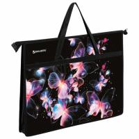 Папка для рисунков и чертежей с ручками BRAUBERG А3, пластик, молния сверху, "Butterflies"