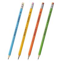 Карандаш чернографитный ЮНЛАНДИЯ, 1 шт., "Неончики", НВ, корпус ассорти, с резинкой