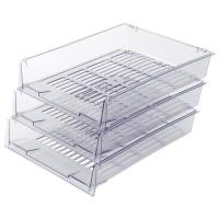 Лотки горизонтальные для бумаг, КОМПЛЕКТ 3 шт., 340х270х70 мм, прозрачный, BRAUBERG "Office"