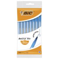 Ручки шариковые BIC "Round Stic", НАБОР 8 шт., СИНИЕ, узел 1 мм, линия письма 0,32 мм, пакет