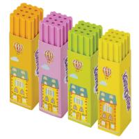 Ластик ЮНЛАНДИЯ "Башенки", 64х15х15 мм, цвет ассорти, картонный держатель