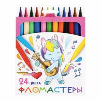 Фломастеры ПИФАГОР "ЕДИНОРОГ", 24 цвета, вентилируемый колпачок