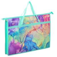 Папка для рисунков и чертежей с ручками BRAUBERG А3, пластик, молния сверху, "Marble"