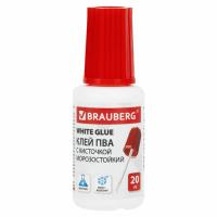 Клей ПВА BRAUBERG, 20 г, с кисточкой, морозостойкий
