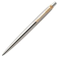 Ручка гелевая PARKER "Jotter Stainless Steel GT", корпус серебристый, позолоченные детали, черная