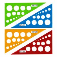 Треугольник пластиковый 30х19 см, ПИФАГОР, с окружностями, прозрачный, тонированный