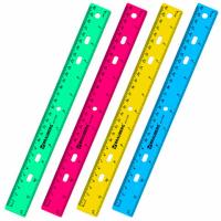 Линейка пластиковая 30 см, BRAUBERG "Crystal", тонированная, ассорти