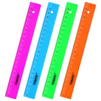 Линейка пластиковая 20 см, ПИФАГОР, неоновая, ассорти