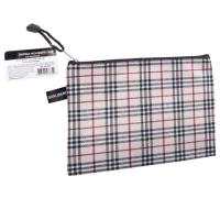 Папка-конверт на молнии МАЛОГО ФОРМАТА (238х180 мм), А5, ткань в клетку, BRAUBERG "Checked"