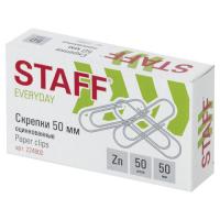 Скрепки большие 50 мм, STAFF, оцинкованные, 50 шт., в картонной коробке, РОССИЯ