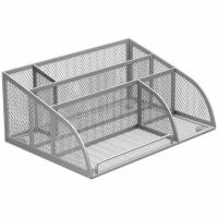 Подставка-органайзер BRAUBERG "Germanium", 5 секций, 255х180х105 мм, металл, серебро