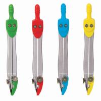 Циркуль с защитным колпачком BRAUBERG "Klasse", 115 мм, пластиковый пенал, ассорти, дисплей