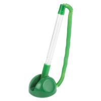 Ручка шариковая настольная BRAUBERG "Стенд-Пен", СИНЯЯ, пружинка, корпус зеленый, линия письма 0,5 мм