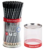 Карандаш чернографитный BRAUBERG "Style", 1 шт., HB, с ластиком, корпус черно-серый