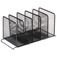 Подставка для сортировки писем и бумаг 5-ти секционная BRAUBERG "Germanium", металлическая, настольная, чер