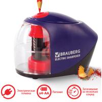 Точилка электрическая BRAUBERG "Delta", питание от 4 батареек АА, спиралевидное лезвие