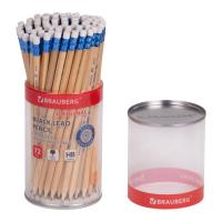 Карандаш чернографитный BRAUBERG "ORIGINAL", 1 шт., HB, с ластиком, некрашеный корпус