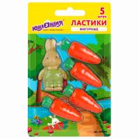 Набор ластиков фигурных ЮНЛАНДИЯ "Зайчик и урожай", 5 шт., ассорти