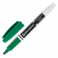 Маркер стираемый для белой доски ЗЕЛЕНЫЙ, BRAUBERG, 4 мм, с клипом, эргономичный корпус