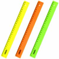 Линейка пластиковая 30 см, ПИФАГОР, неоновая, ассорти