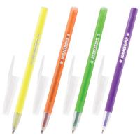 Ручка шариковая масляная ЮНЛАНДИЯ "НЕОН", СИНЯЯ, безопасный корпус ассорти, узел 1 мм, линия письма 0,5 мм