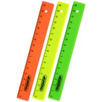 Линейка пластиковая 16 см, ПИФАГОР, неоновая, ассорти