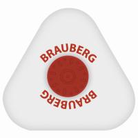 Ластик BRAUBERG "Universal", 45х45х10 мм, белый, треугольный, красный пластиковый держатель