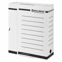 Короб архивный с клапаном А4 (260х325 мм), 100 мм, до 900 листов, плотный, микрогофрокартон, БЕЛЫЙ, BRAUBERG