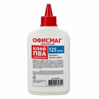 Клей ПВА ОФИСМАГ (бумага, картон, дерево), 125 г, РОССИЯ