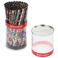 Карандаш чернографитный BRAUBERG "CALAVERAS", 1 шт., HB, корпус ассорти