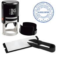 Печать самонаборная 2,5 круга, оттиск D=45 мм синий GRM 46045, крышка, КАССА В КОМПЛЕКТЕ