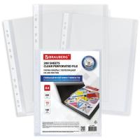 Папки-файлы перфорированные БОЛЬШОЙ ВМЕСТИМОСТИ до 250 л., А4, КОМПЛЕКТ 10 шт., 180 мкм, BRAUBERG