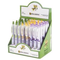 Ручка шариковая автоматическая с грипом BRAUBERG "Herb Time", СИНЯЯ, корпус ассорти, узел 0,7 мм, линия письма 0,35 мм