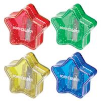 Точилка ЮНЛАНДИЯ "Звездочка", с контейнером, пластиковая, корпус ассорти