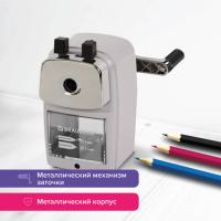 Точилка механическая BRAUBERG "METALLIC-X", для ч/гр и цветных карандашей (в том числе утолщенных), крепление, металлический корпус