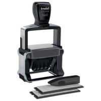 Датер самонаборный металлический, 4 строки+дата, оттиск 56х33 мм, сине-красный, TRODAT 5465BANK, кассы в комплекте