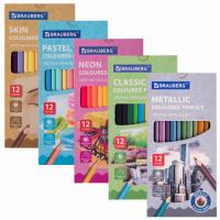 Карандаши цветные BRAUBERG, 60 цветов (Базовые, Металлик, Неон, Пастель, Телесные), трехгранные, грифель 3 мм, натуральное дерево