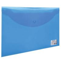 Папка-конверт с кнопкой BRAUBERG, А4, до 100 листов, прозрачная, синяя, 0,15 мм
