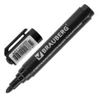 Маркер перманентный BRAUBERG "Classic", ЧЕРНЫЙ, круглый наконечник, 3 мм, с клипом