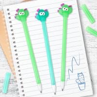 Ручка с топпером шариковая ЮНЛАНДИЯ "Цветущий кактус", корпус ассорти, СИНЯЯ, пишущий узел 0,7 мм