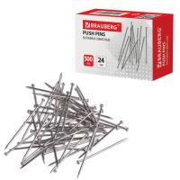 Булавки универсальные BRAUBERG, 24 мм, 500 штук, в картонной коробке