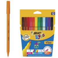 Фломастеры BIC "Kids Visa", 12 ЦВЕТОВ, суперсмываемые, вентилируемый колпачок, европодвес, 889695