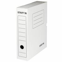 Короб архивный с клапаном А4 (260х325 мм), 75 мм, до 700 листов, микрогофрокартон, БЕЛЫЙ, STAFF