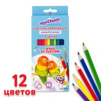 Карандаши цветные акварельные ЮНЛАНДИЯ "ЮНЫЙ ВОЛШЕБНИК", 12 цветов, шестигранные, грифель 3 мм, натуральное дерево