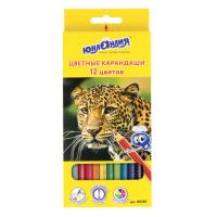 Карандаши цветные ЮНЛАНДИЯ "МИР ЖИВОТНЫХ", 12 цветов, шестигранные, грифель 3 мм, натуральное дерево