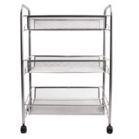 Этажерка (тележка) BRABIX офисно-бытовая 3 яруса, на колесах, металл, серебристая, 43,5х26х62,5 см
